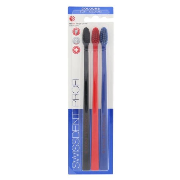 Swissdent Profi Colours Trio Toothbrush Black, Red, Blue