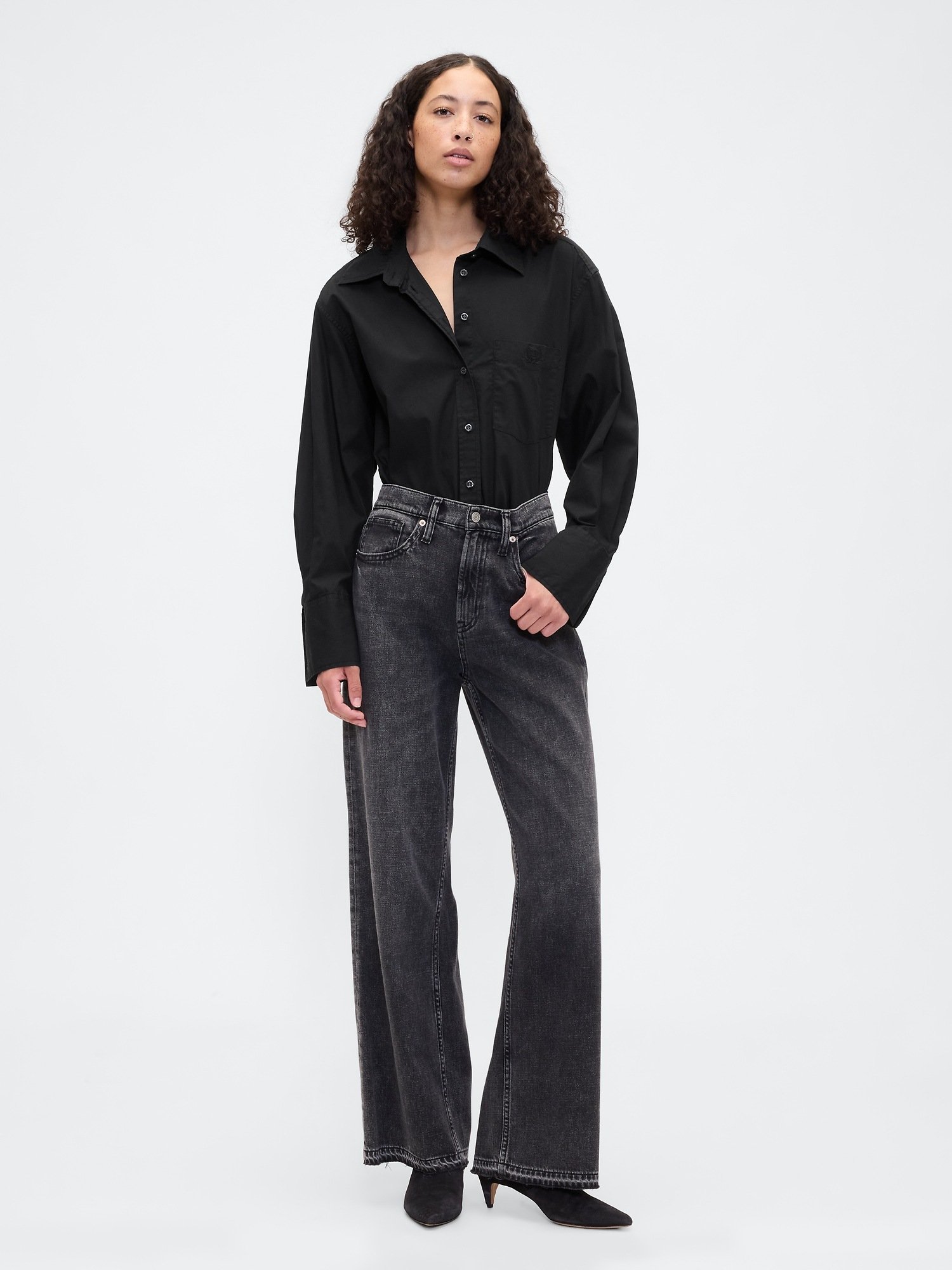 GAP Logo Oversize Big Shirt Women's Shirt – Black - Image 2