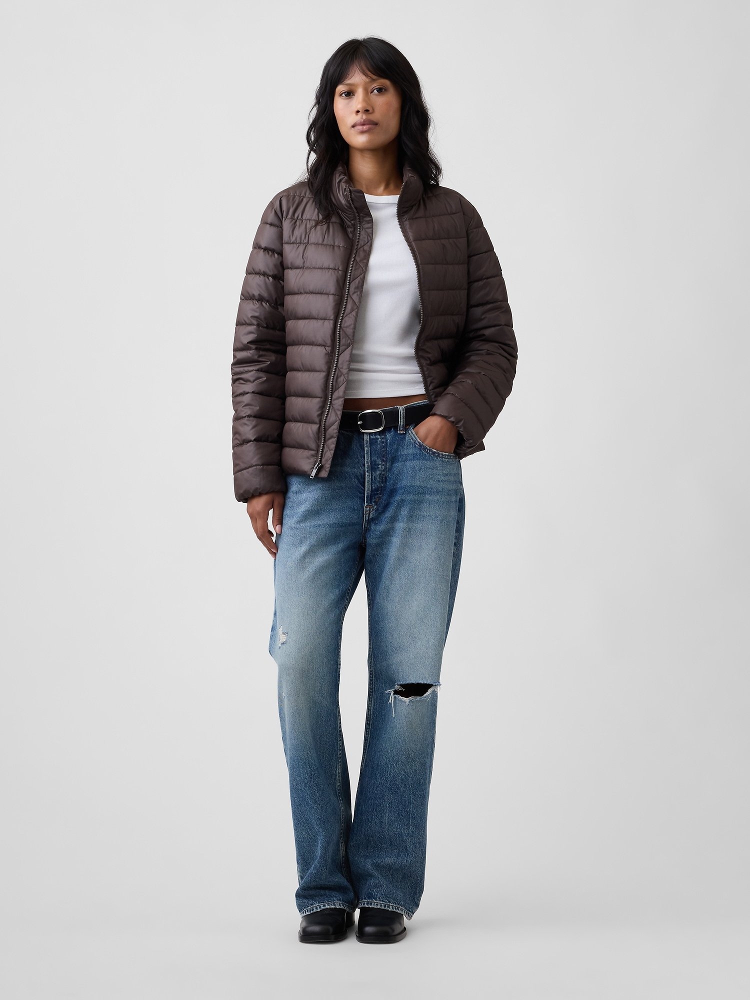 GAP Logo Quilted Women's Jacket – Brown - Image 3
