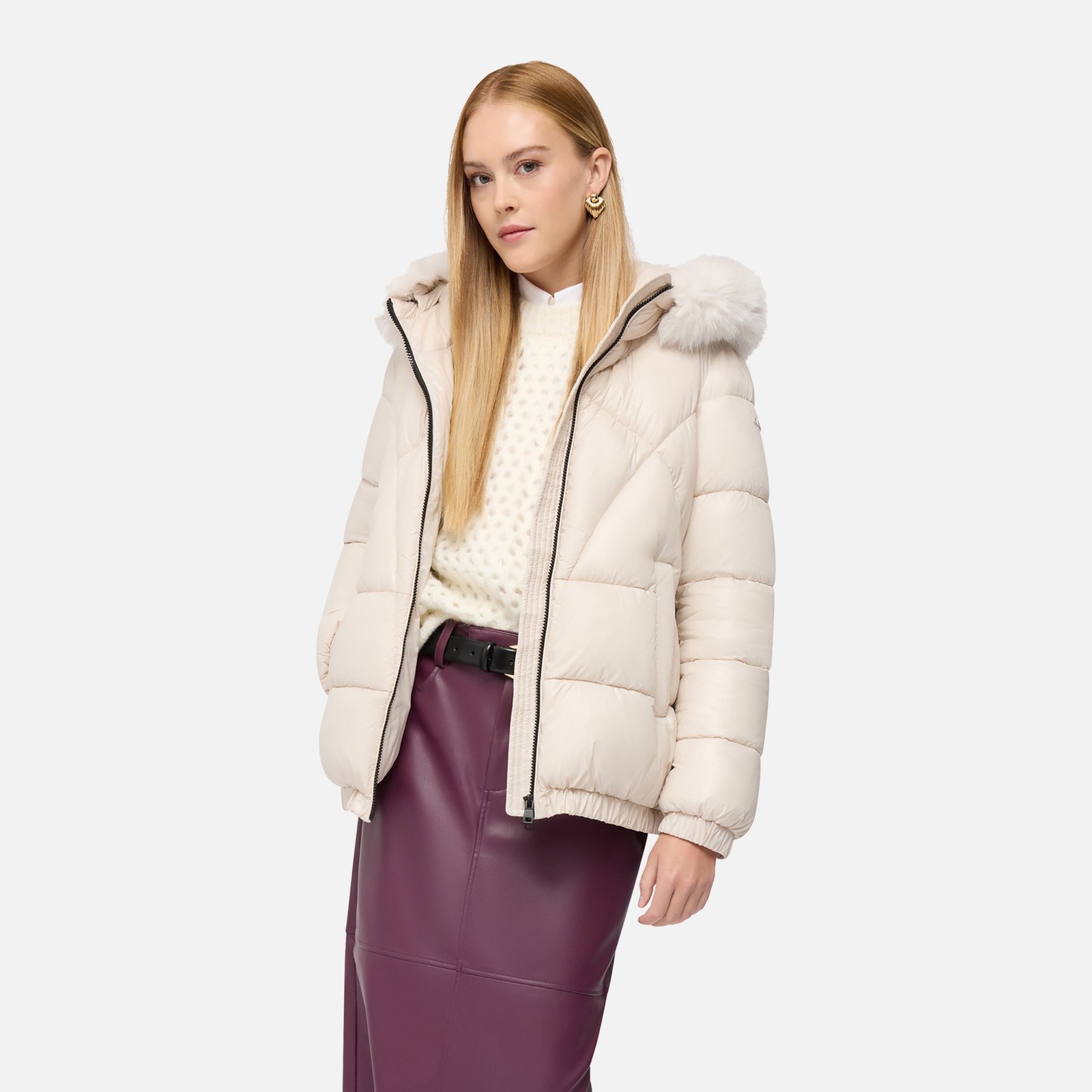 Geox Backsie Women's Down Jacket – Cream - Image 4