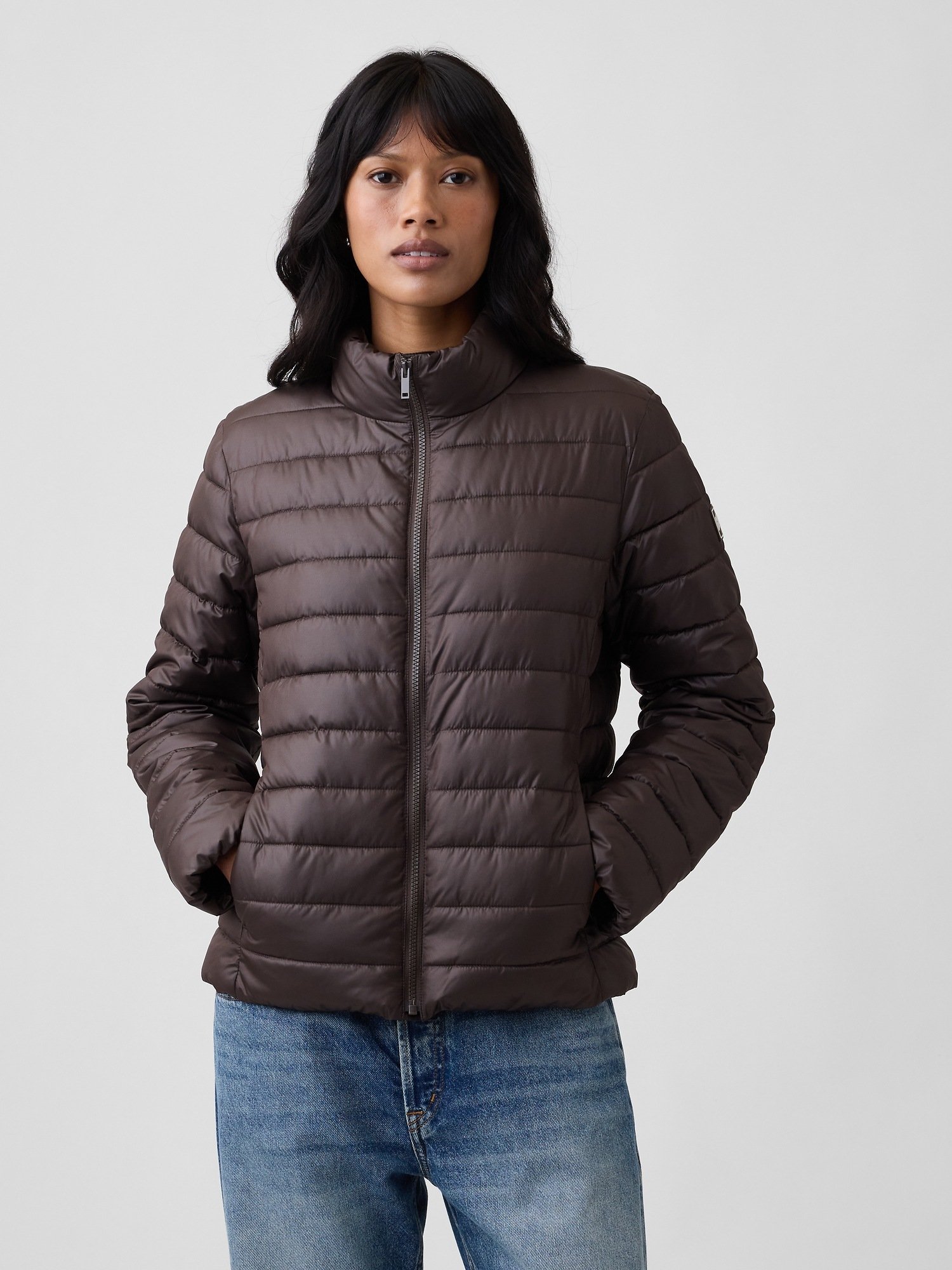 GAP Logo Quilted Women's Jacket – Brown
