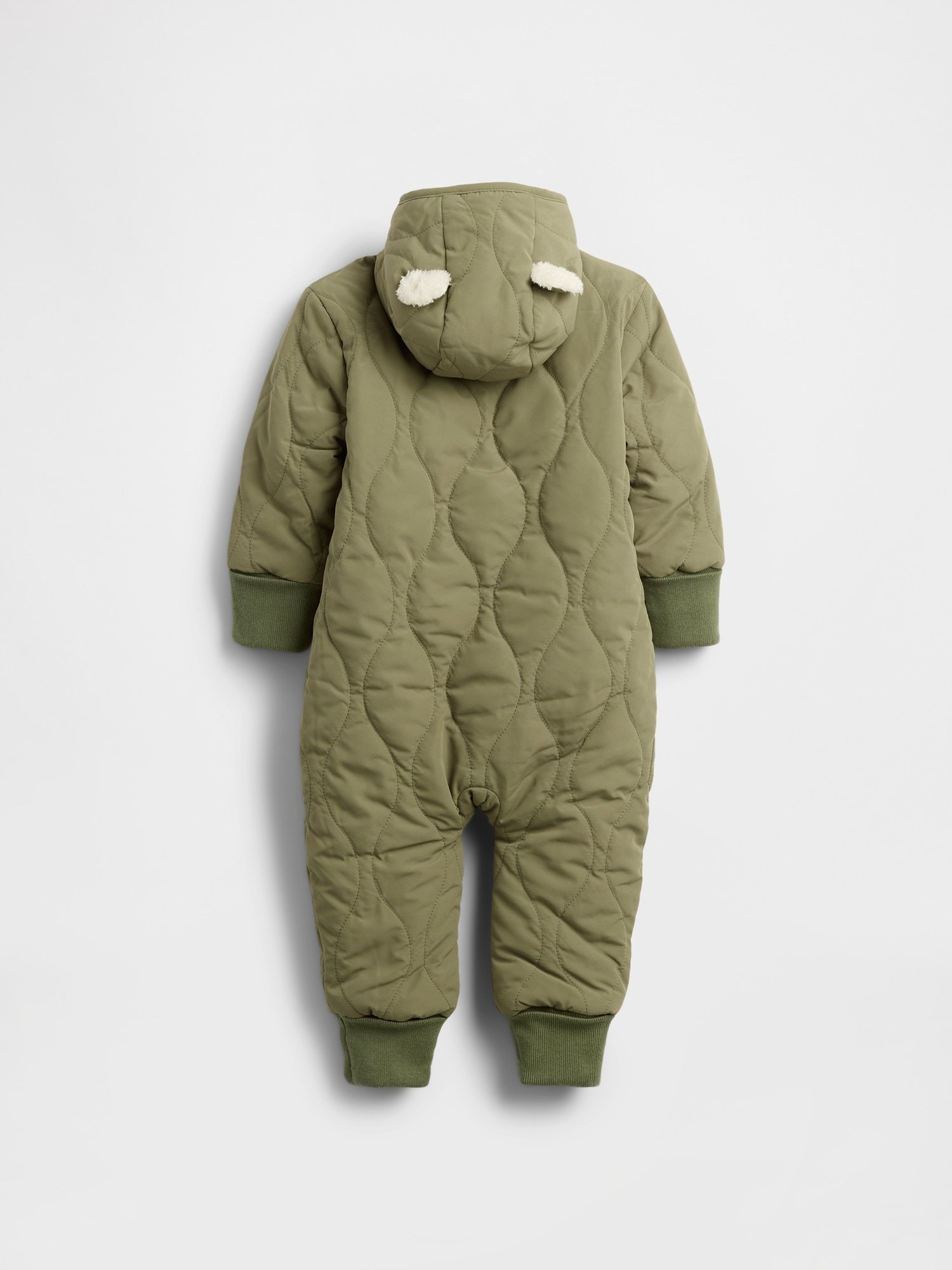 GAP Quilted Brannan Bear Baby Girls' Romper – Green - Image 2