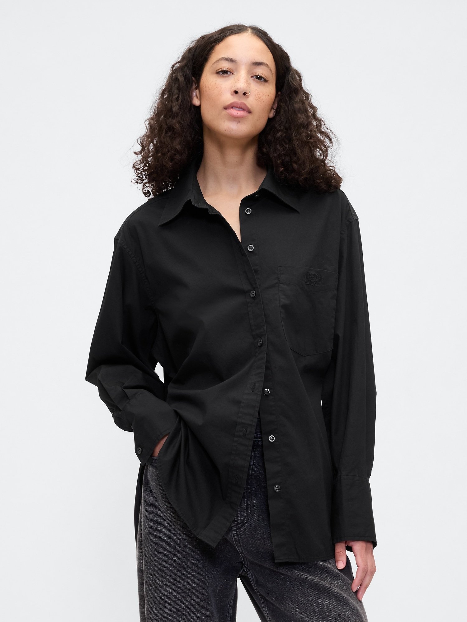 GAP Logo Oversize Big Shirt Women's Shirt – Black
