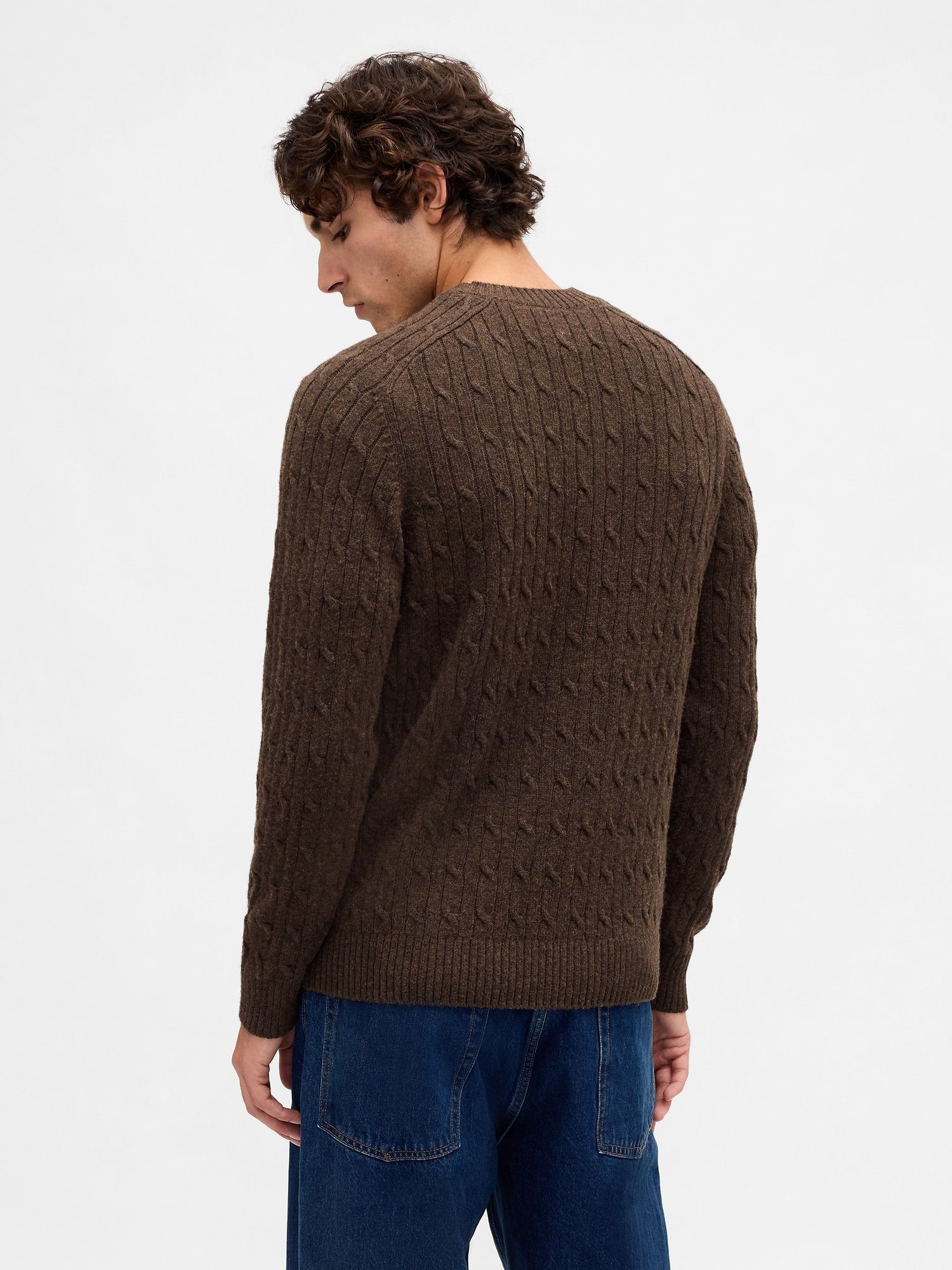 GAP Knit Merino Men's Sweater – Brown - Image 3