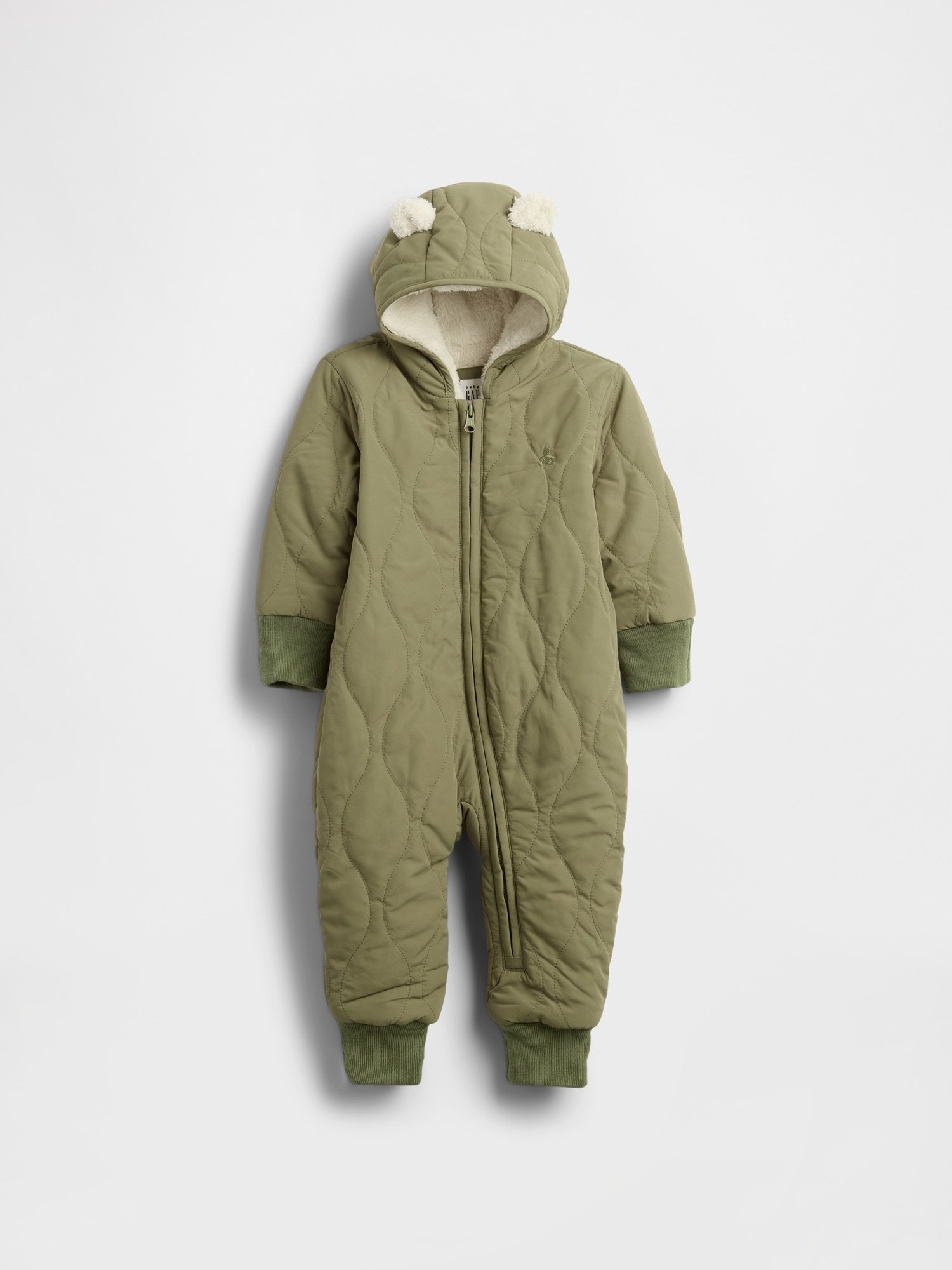 GAP Quilted Brannan Bear Baby Girls' Romper – Green